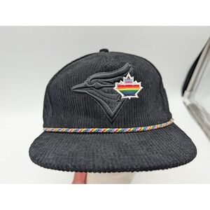 Toronto Blue Jays Black Corduroy Pride Hat Rainbow Logo TD Bank Strapback Cap